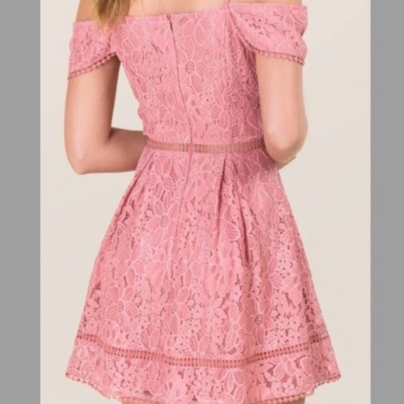 Francesca's Lace Cold Shoulder Pink Mini Dress - Picture 3 of 9